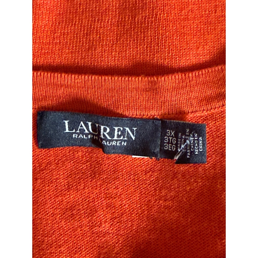 Lauren Ralph Lauren Orange Crewneck Sweater 3X Cotton Modal Knit Plus Size - Picture 3 of 7